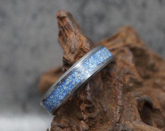 Personalised Tungsten Memorial Ring including Ashes or Hair Inlaid with Supernova Eco-Glitter