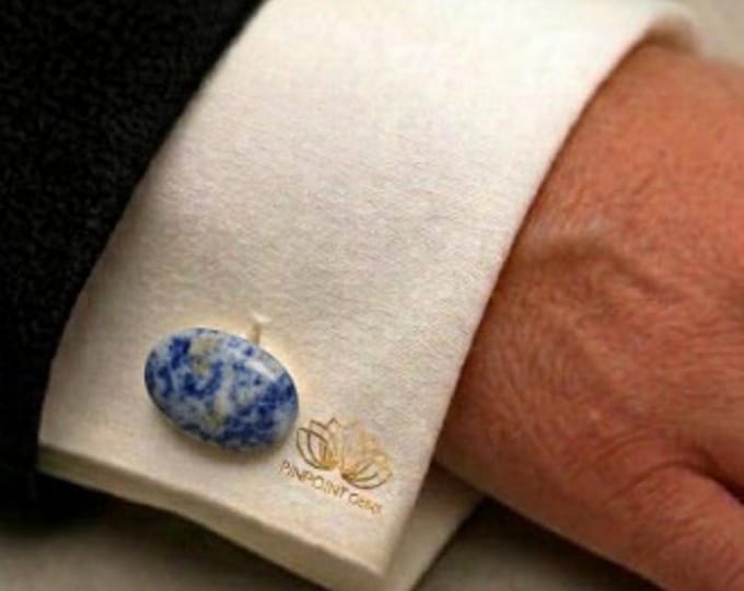 Sodalite Oval shape Gold Cufflinks