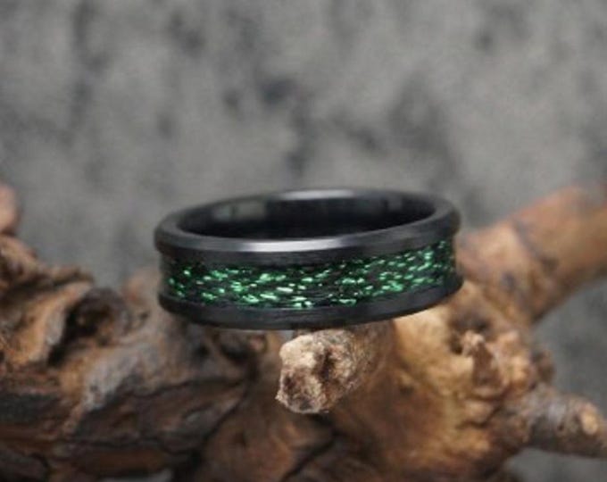 Green & Black Fishing Rod Metallic Thread Guide Ring Fix Line Inlay Black Ceramic Ring - Available 4mm, 6mm or 8mm wide