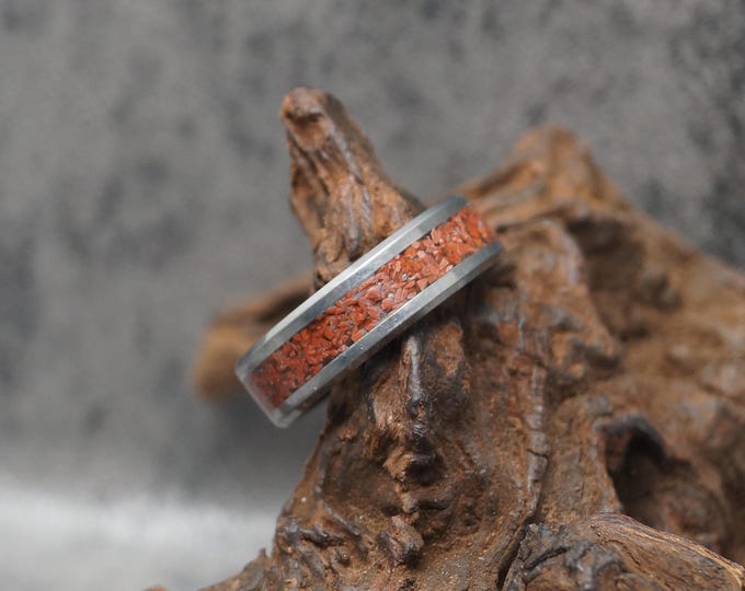 Red Jasper Tungsten Wedding Band: Unique Ring