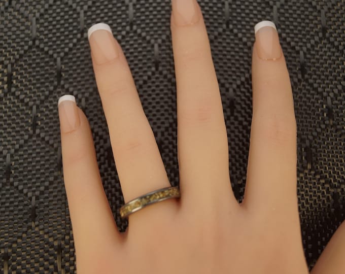 Natural beach Sand Inlay Tungsten Wedding Band