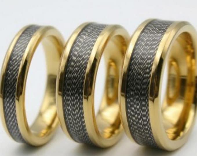 Silver & Black Fishing Rod Metallic Thread Guide Ring Fix Line Inlay Gold Tungsten Ring - Available 4mm, 6mm or 8mm wide