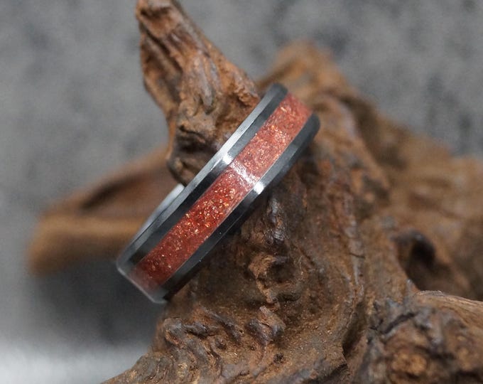 Pet Fur Ring / Pet Ashes Ring: Black Ceramic Band with  'on mars' Eco-Glitter - Cremation Keepsake Jewellery