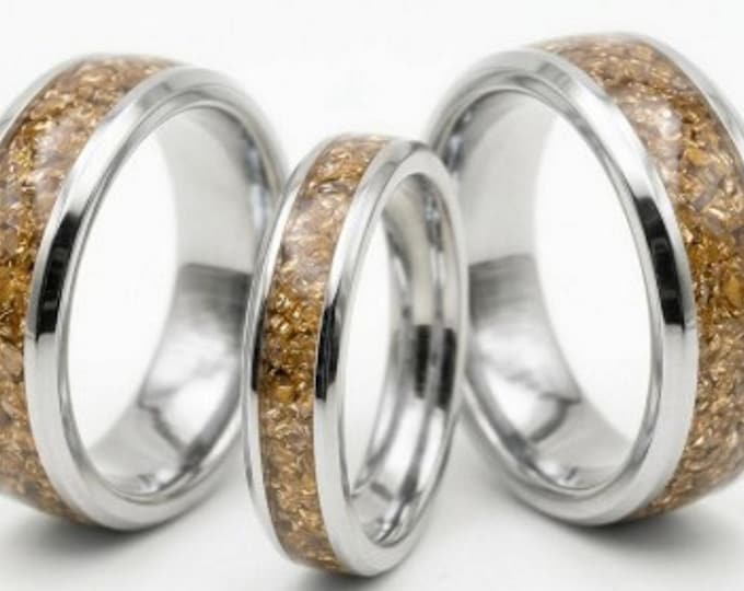 Champagne CZ Stones Inlaid Tungsten Ring - Available 4mm, 6mm or 8mm wide