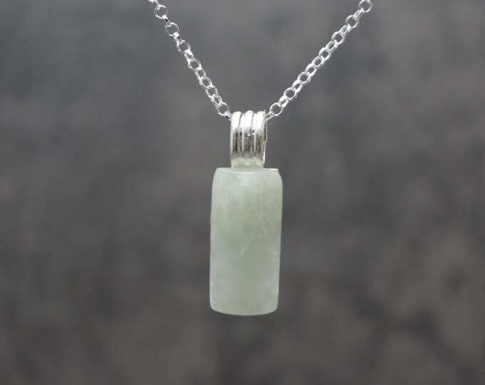 Sterling Silver Jade Rectangle Pendant & 18" Chain (chain options available) - Hallmarked 925