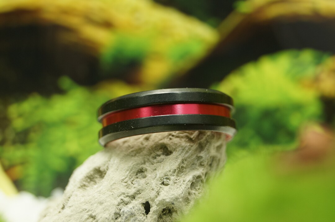 Red Tungsten Wedding Band, Black Tungsten Bands Red Inlay Ring Etsy