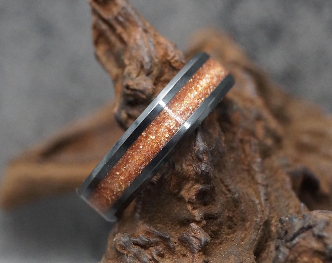 Pet Ashes Ring / Pet Fur Ring with Halley's Comet Eco-Glitter Inlay Black Ceramic Band Pet keepsake