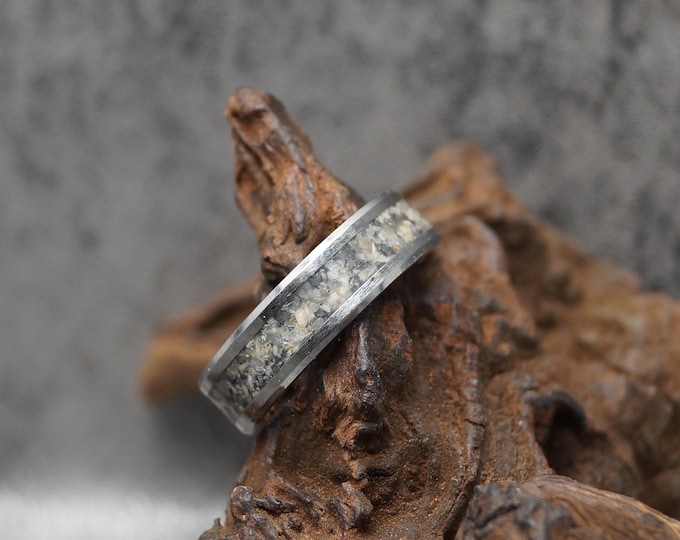 Dalmatian Jasper Inlay Tungsten Carbide Wedding Band - Available 4mm, 6mm or 8mm wide