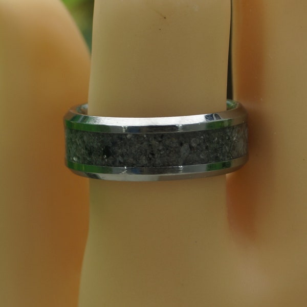 Natural American Yooperlite Inlay Tungsten Carbide Wedding Band 4 mm, 6 mm or 8 mm wide ring - Unique Ring