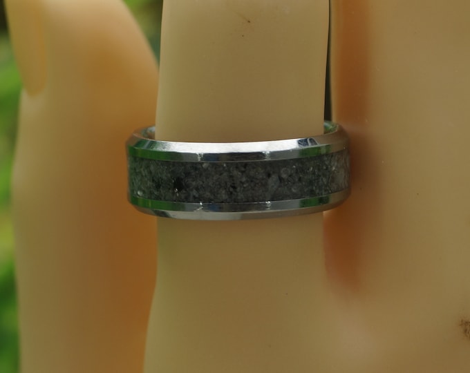 Natural American Yooperlite Inlay Tungsten Carbide Wedding Band 4 mm, 6 mm or 8 mm wide ring - Unique Ring