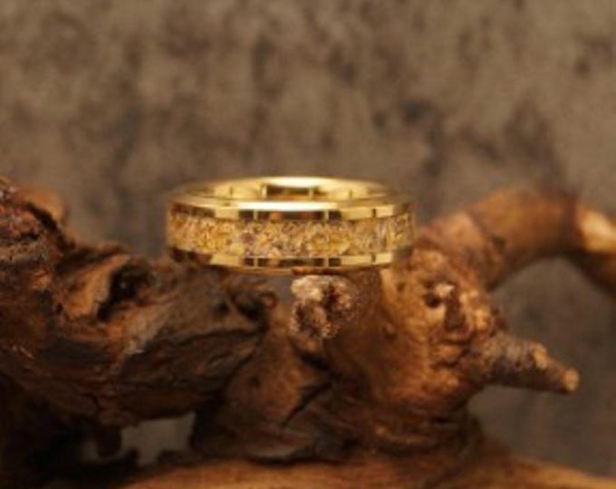 Mookaite Jasper inlay Gold Tungsten Band - Available 4, 6 or 8mm wide - every ring unique