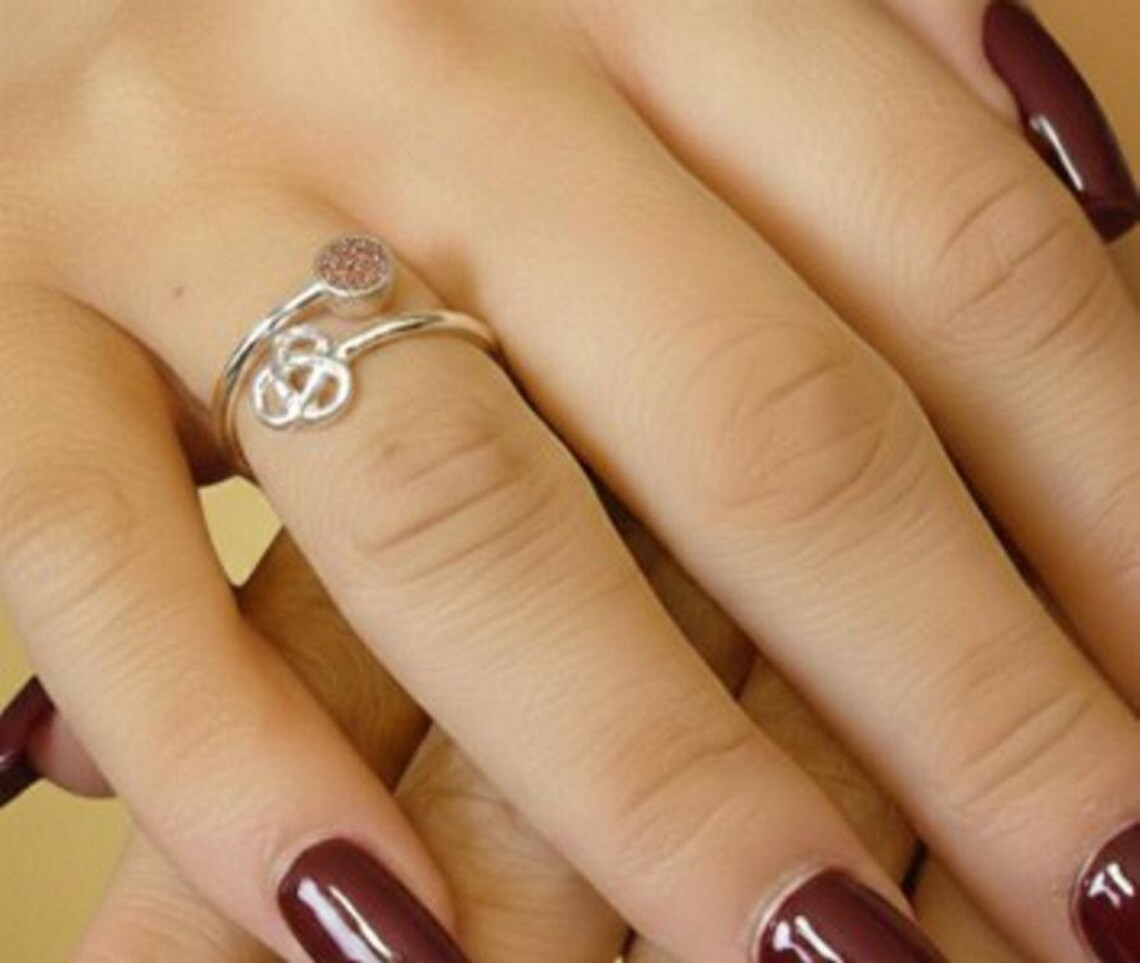 Personalised Sterling Silver Celtic Adjustable Ring With a 4mm Setting ...