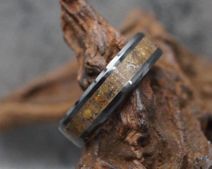 Golden Tiger Eye Black Ceramic Ring - every ring is Unique available 4mm, 6mm or 8mm wide