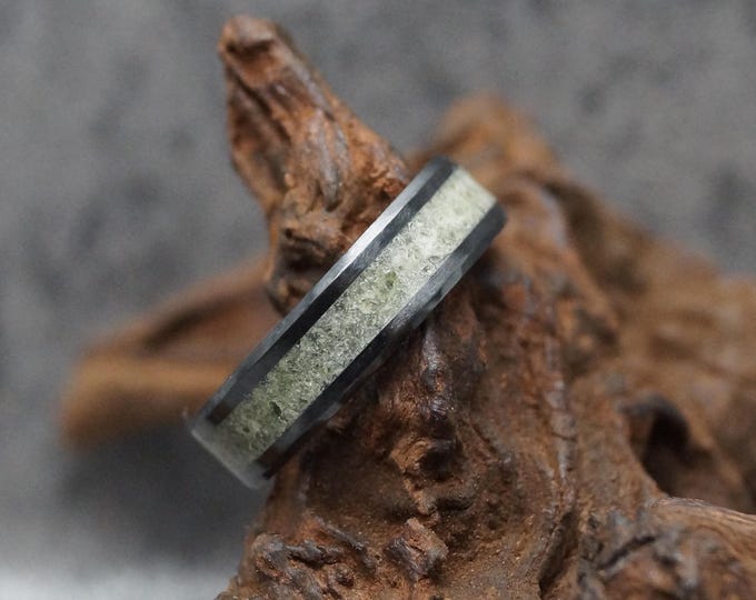 Meteorite Black Ceramic Wedding Band - 4 mm, 6 mm or  8 mm Wide Rings - Unique Ring