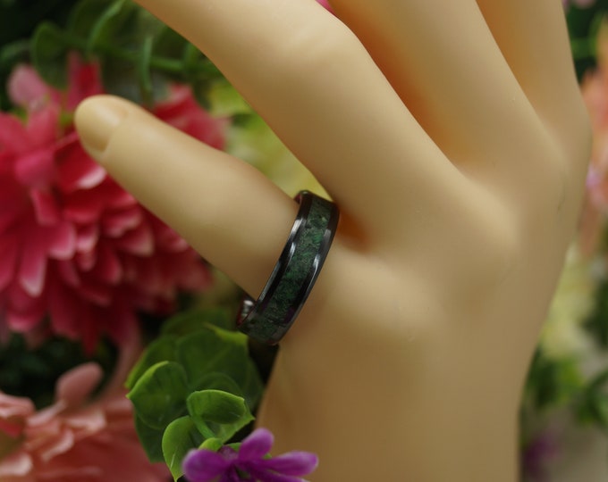 Green Tiger Eye Black Ceramic Ring - every ring is Unique