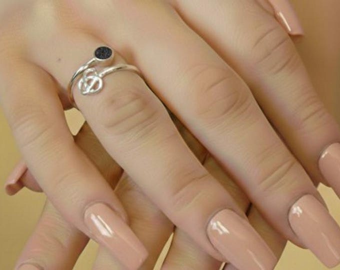 Personalised Sterling Silver Celtic Adjustable Ring with a 4mm Setting including Ashes or Hair Inlaid With Black Eco-Glitter