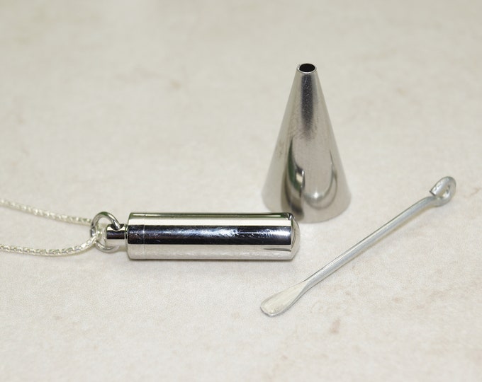 Sliver Urn Ashes Pendant Memorial Ashes Jewellery with 18" Sterling Silver Rope Chain