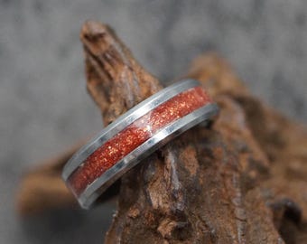 Personalised Tungsten Memorial Ring including Ashes or Hair Inlaid with On Mars Eco-Glitter