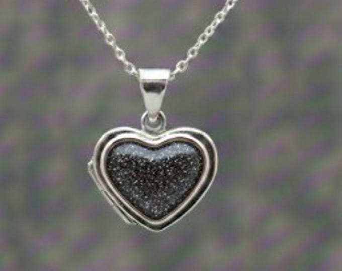 Sterling Silver Heart Locket Memorial Ash Pendant – Eco-Glitter Inlay (18" Chain)