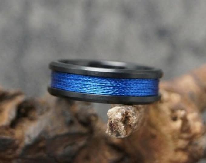 Blue Fishing Rod Metallic Thread Guide Ring Fix Line Inlay Black Ceramic Ring - Available 4mm, 6mm or 8mm wide