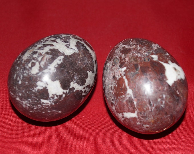 2 Brown and White Onyx Carved Egg Polished 71 mm / 265g