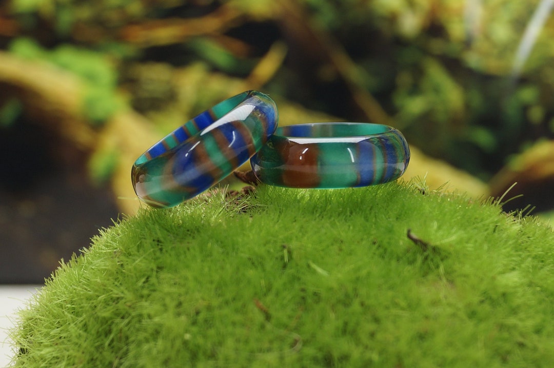 Resin Ring - Colourful Rainbow Resin Ring Retro Multi-colour Resin Ring ...