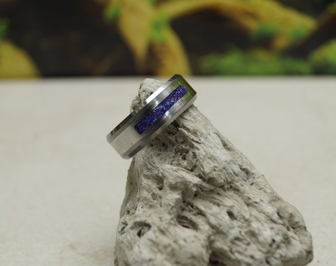 Pet Ashes Ring with 'Deep Space' Eco-Glitter Tungsten Band 8 mm wide ring Pet Ashes Memorial Cremation Keepsake Jewellery