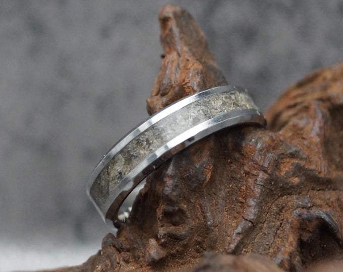 Thai Tektite Meteorite Tungsten Wedding Band - Space Rock Ring