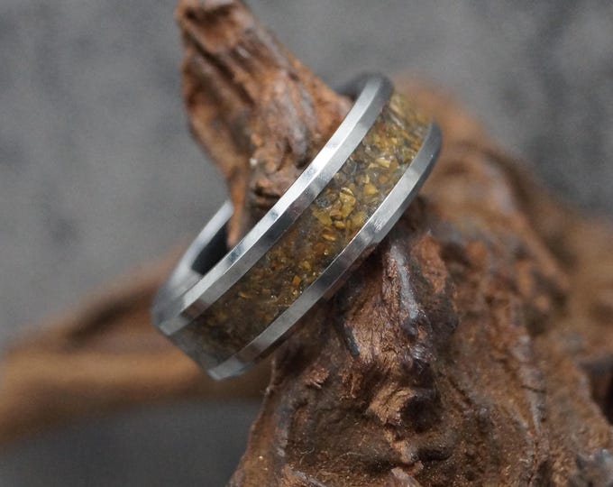 Golden Tiger Eye Tungsten Wedding Band Unique Golden Tiger Eye Ring, Available 4mm, 6mm or 8mm wide