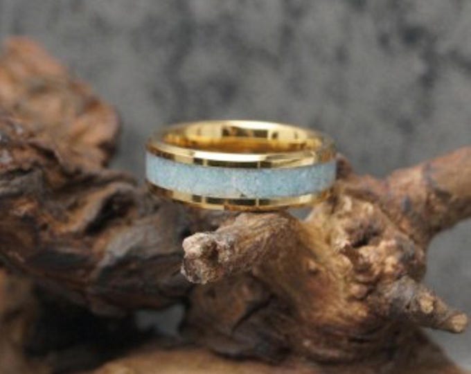 Larimar Gold Tungsten Ring - Available 4mm, 6mm or 8mm wide