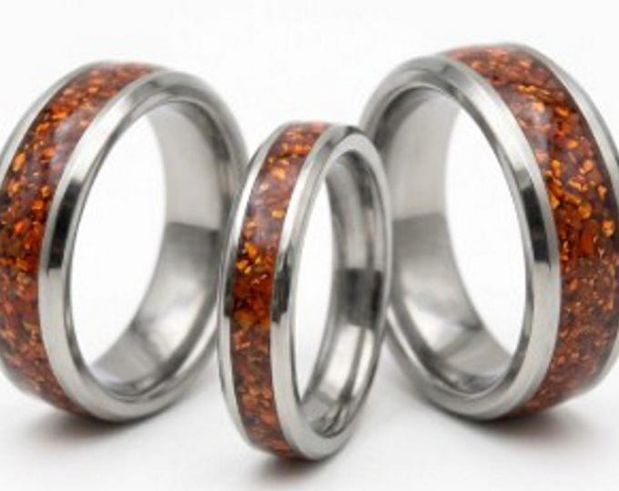 Garnet CZ Stones Inlaid Carbide Ring - Available 4mm, 6mm or 8mm wide
