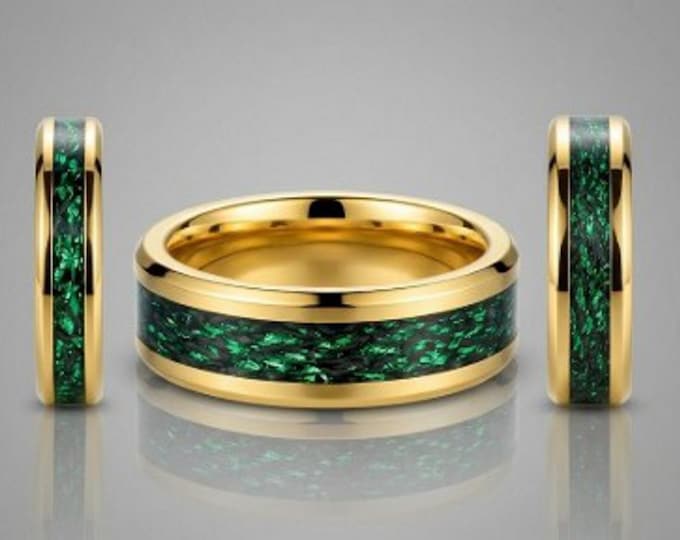 Green & Black Fishing Rod Metallic Thread Guide Ring Fix Line Inlay Gold Tungsten Ring - Available 4mm, 6mm or 8mm wide