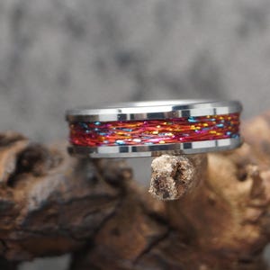 Red & Multi-Colour Fishing Rod Metallic Thread Guide Ring Fix Line Inlay Tungsten Ring - Available 4mm, 6mm or 8mm wide