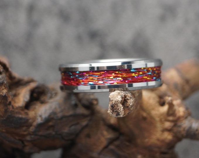 Red & Multi-Colour Fishing Rod Metallic Thread Guide Ring Fix Line Inlay Tungsten Ring - Available 4mm, 6mm or 8mm wide