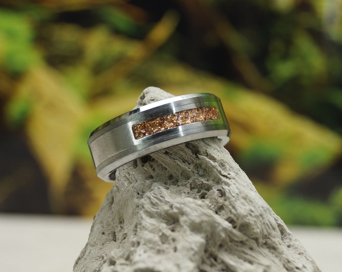 Pet Ashes Ring with 'Halley's Comet' Eco-Glitter Tungsten Band 8 mm wide ring Pet Ashes Memorial Cremation Keepsake Jewellery