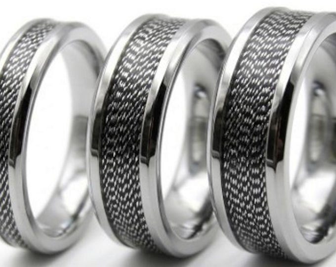 Silver & Black Fishing Rod Metallic Thread Guide Ring Fix Line Inlay Tungsten Ring - Available 4mm, 6mm or 8mm wide