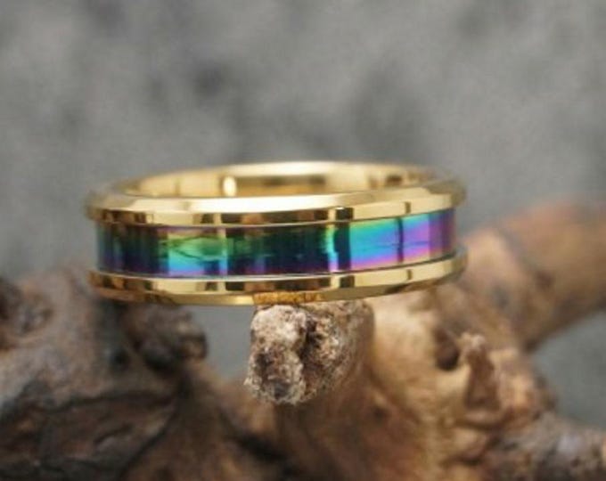 Peacock Tinsel Fishing Bait Making Tying Line Inlay Gold Tungsten Ring - Available 4mm, 6mm or 8mm wide