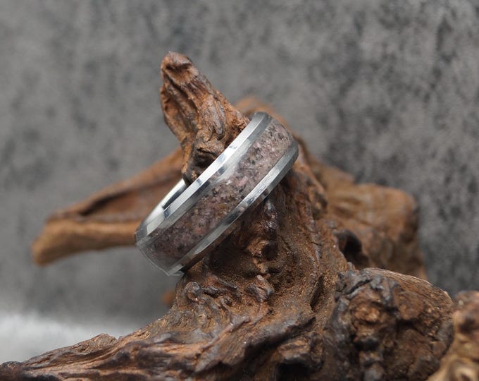 Leopard Jasper (or Leopard Skin Rhyolite) Inlay Tungsten Carbide Wedding Band - 4mm, 6mm or 8mm wide ring