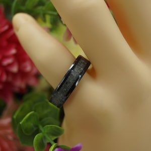 Black Ceramic inlaid with Natural American Yooperlite Wedding Band 4 mm, 6 mm or 8 mm wide ring - Unique Ring