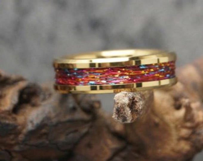 Red & Multi-Colour Fishing Rod Metallic Thread Guide Ring Fix Line Inlay Gold Tungsten Ring - Available 4mm, 6mm or 8mm wide