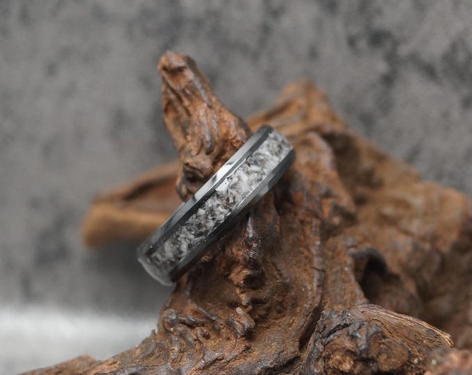 Zebra Calcite or Zebra Jasper Black Ceramic Ring - Unique Band - 4mm, 6mm or 8mm wide