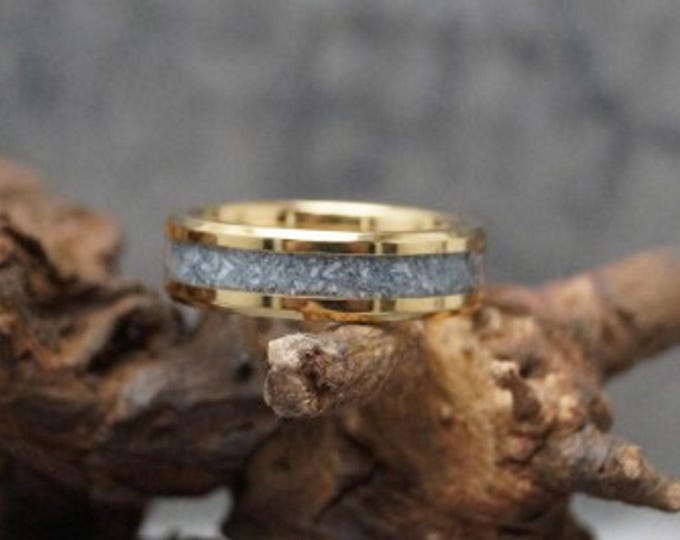 White Moonstone Gold Tungsten Ring - available 4 mm, 6 mm or 8 mm wide ring - every ring unique