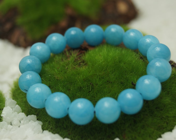 Natural Larimar Gemstone Bracelet Larimar Stone beaded bracelet, 10 mm / 0.393701" on Stretch cord