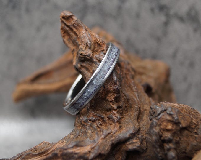 Amazonite Inlay Tungsten Carbide Ring - Unique Band