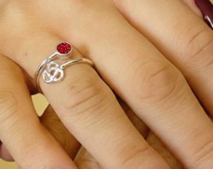 Personalised Sterling Silver Celtic Adjustable Ring with a 4mm Setting including Ashes or Hair Inlaid With Red Eco-Glitter