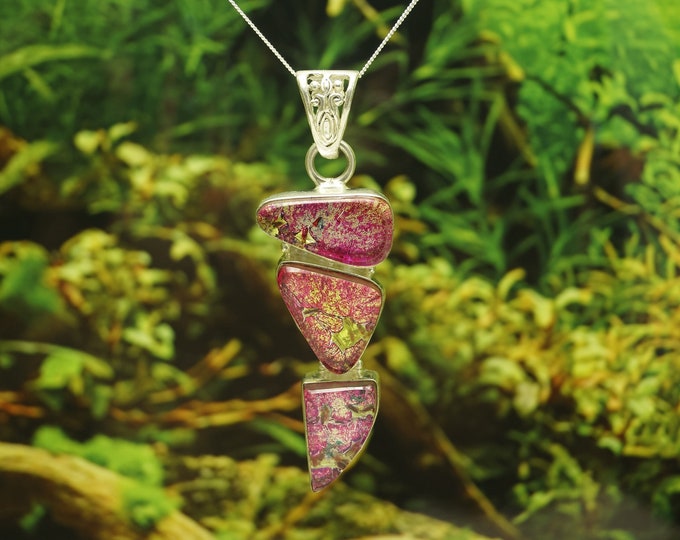 Dichoric Glass Sterling Silver Pendant and chain Hallmarked 925 Gift Idea
