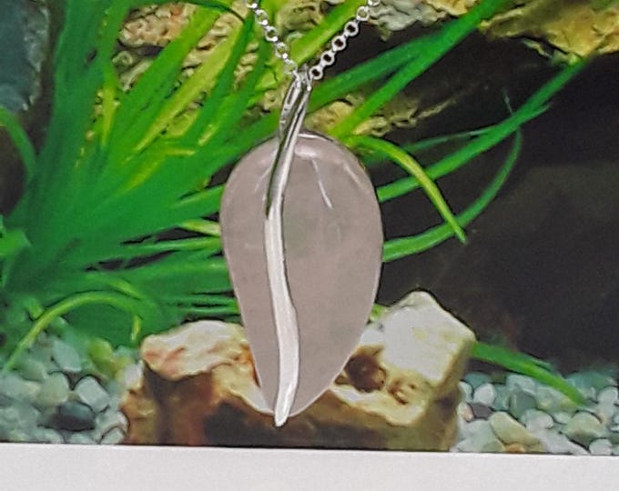Rose Quartz Solid Sterling Silver Pendant and chain (chain options available) - Hallmarked 925