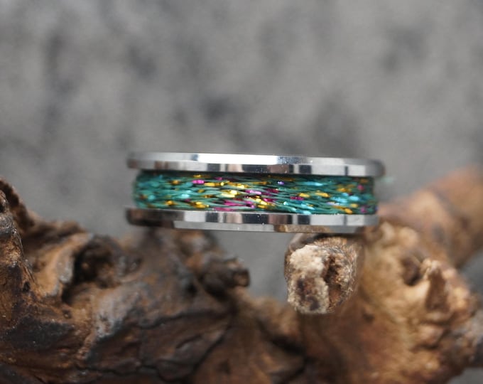 Green & Multi-Colour Fishing Rod Metallic Thread Guide Ring Fix Line Inlay Tungsten Ring - Available 4mm, 6mm or 8mm wide