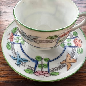 Porcelain hand painted cup and saucer
