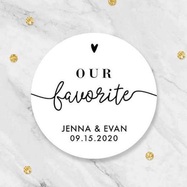 Onze favoriete huwelijksgunst, onze favoriete sticker, onze favoriete labels, haar favoriet, zijn haar favorieten, favoriete trouwstickers